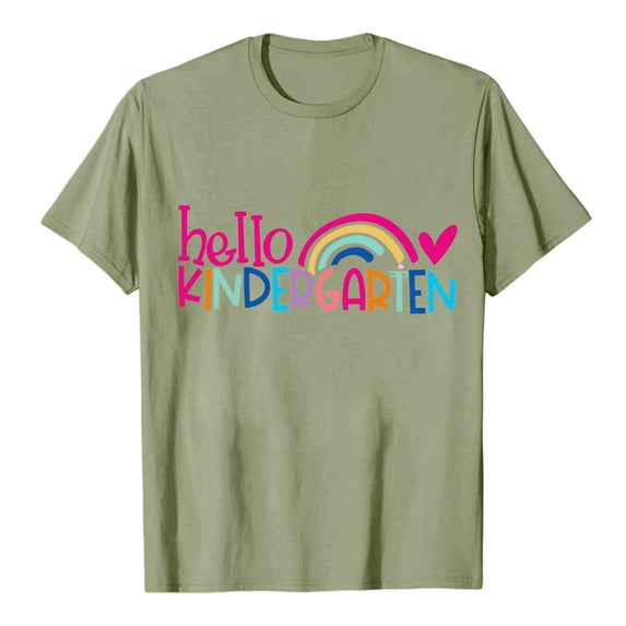 Lady Teacher Shirt Back to School Kindergarten And Primary School Teaching T Shirt Funny Little Man Pattern T Shirt Top Z04-Adult-Green, S