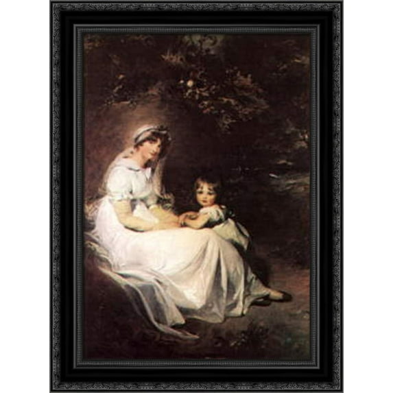 Lady Templeton and her Son 19x24 Black Ornate Wood Framed Canvas Art by Lawrence, Sir Thomas
