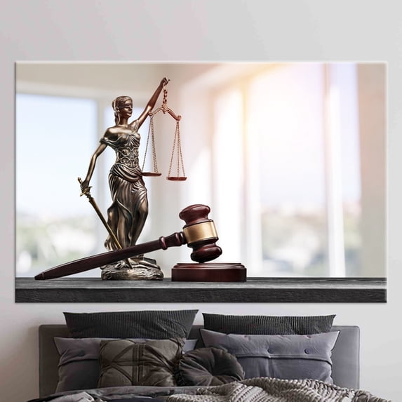 Lady Themis With Scales, 3D Canvas, Canvas Art, Canvas, Justice Canvas Gift, Abstract Canvas Gift, Modern 3D Canvas, Attorney Art Canvas, Canvas Wall Decor - 3P-Gold Framed