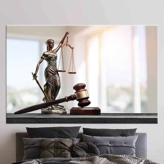 Lady Themis With Scales, 3D Canvas, Canvas Art, Canvas, Justice Canvas Gift, Abstract Canvas Gift, Modern 3D Canvas, Attorney Art Canvas, Canvas Wall Decor - Natural Framed