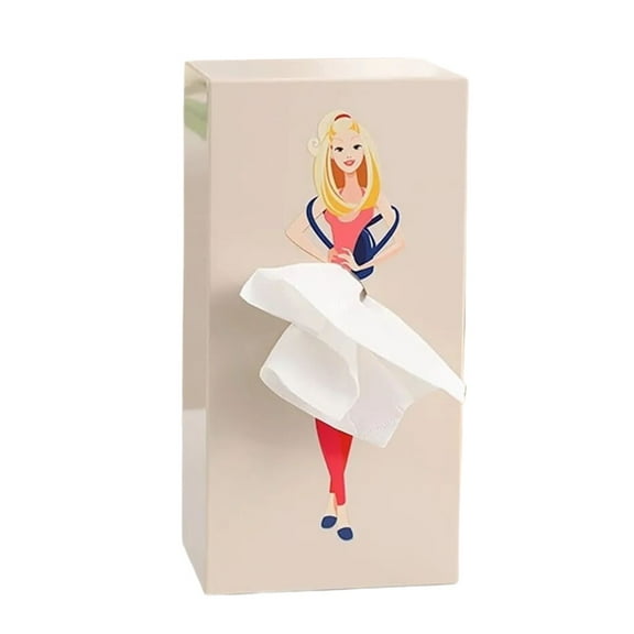 Lady Tissue Box, Tissue Box Cover Rectangle Tissue Holder, Dress Shape Tissue Dispenser, Decorative Tissue Box Cover for Bathroom Living Room(Apricot)