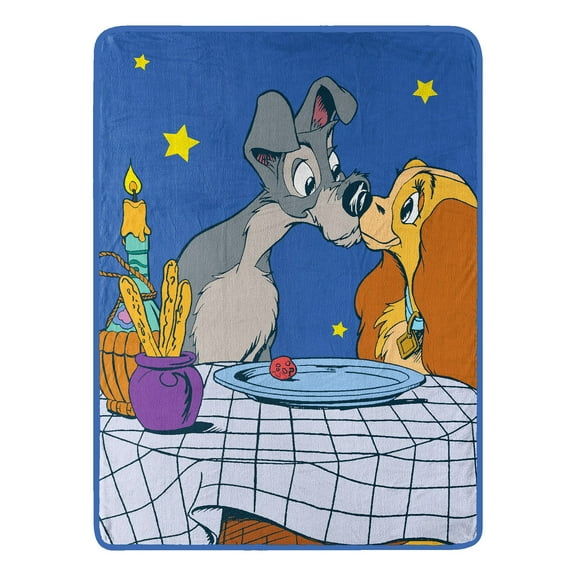 Lady & Tramp Dinner For Two Kids Micro Raschel Throw Blanket