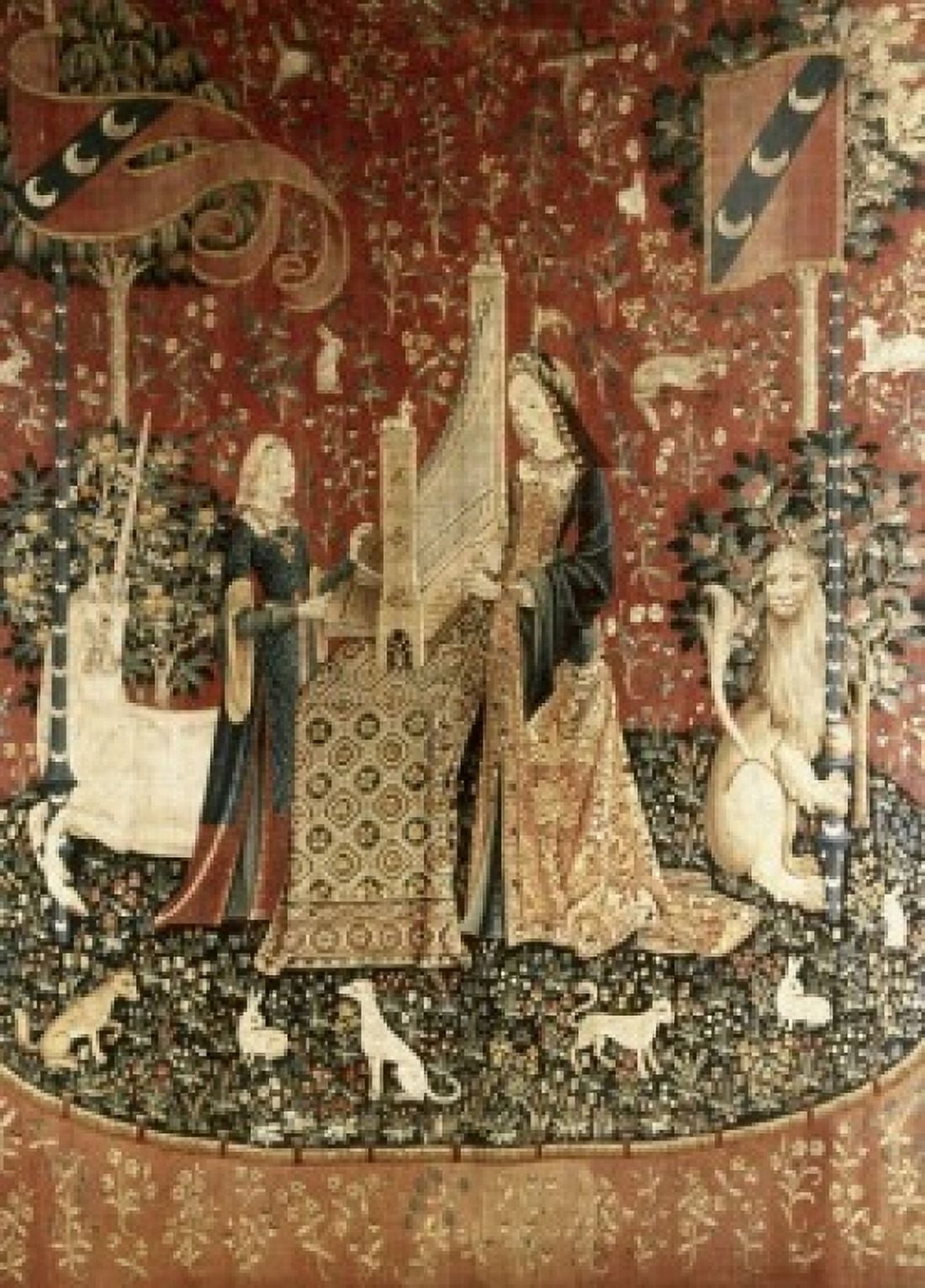 Lady & the Unicorn - Sense of Hearing 15th Century Tapestry (Flemish) Musee National du Moyen Age Thermes & Hotel de Cluny Paris France Canvas Art - (24 x 36)