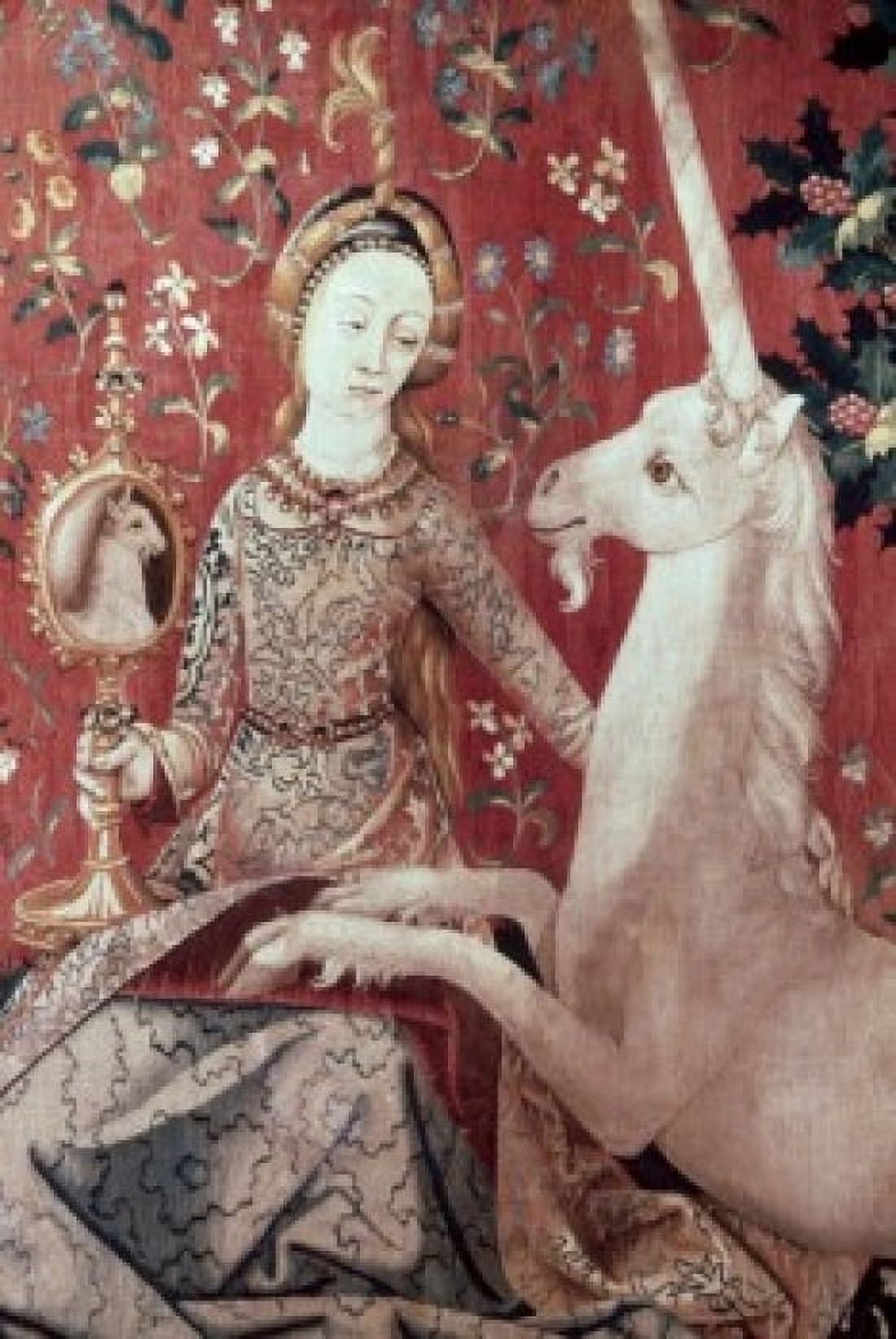 Lady and The Unicorn - Sense of Sight (Detail) 15th Century Tapestry (Flemish) Musee National du Moyen Age Thermes & Hotel de Cluny Paris France Canvas Art - (24 x 36)