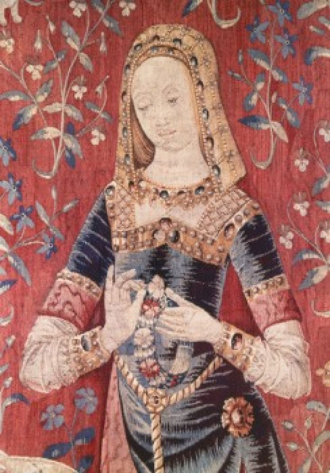 Lady and the Unicorn - Sense of Smell (Detail) 15th Century Tapestry (Flemish) Musee National du Moyen Age Thermes & Hotel de Cluny Paris France Canvas Art - (18 x 24)