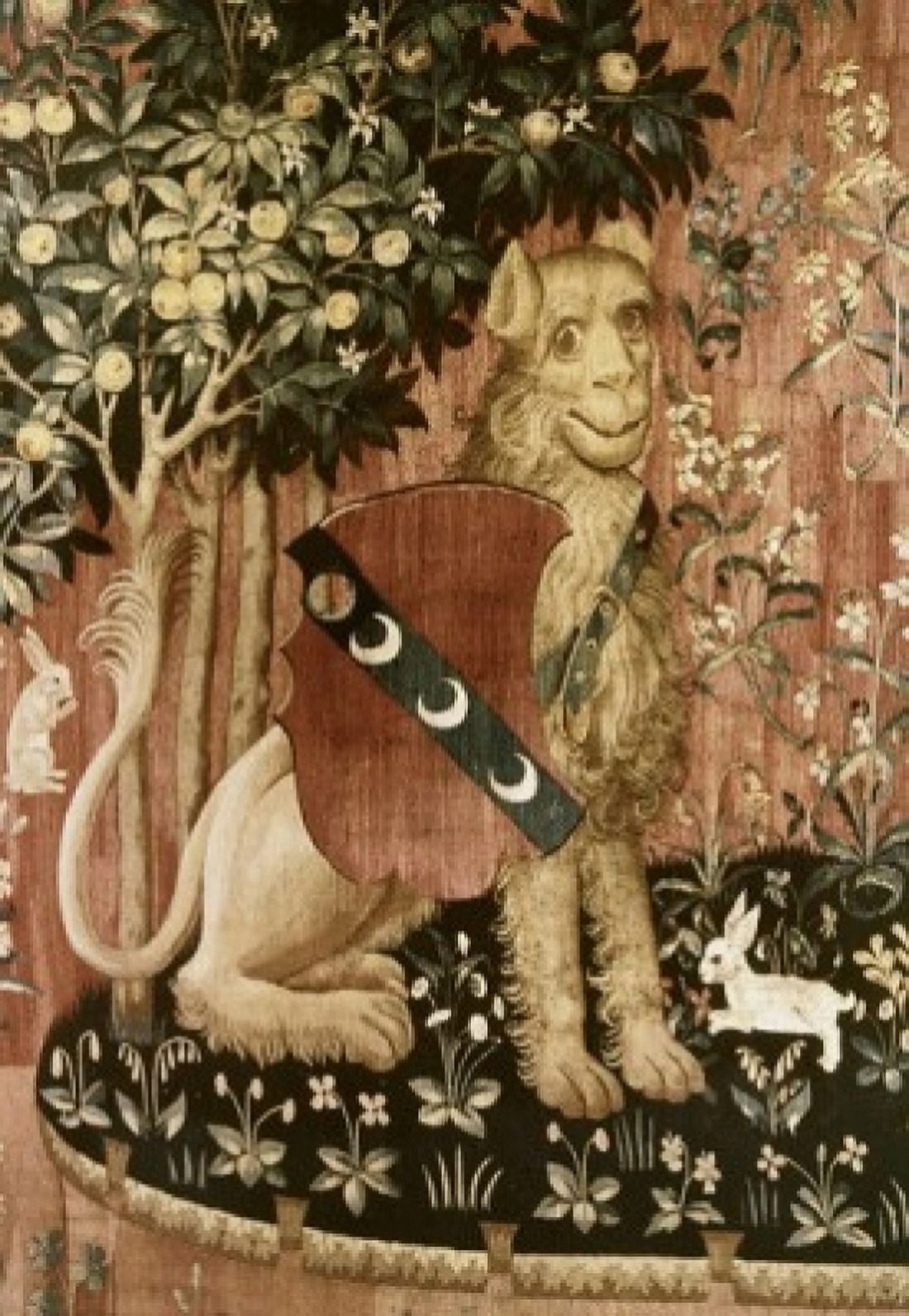 Lady & the Unicorn - Sense of Touch (Detail) 15th Century Tapestry (Flemish) Musee National du Moyen Age Thermes & Hotel de Cluny Paris France Canvas Art - (24 x 36)