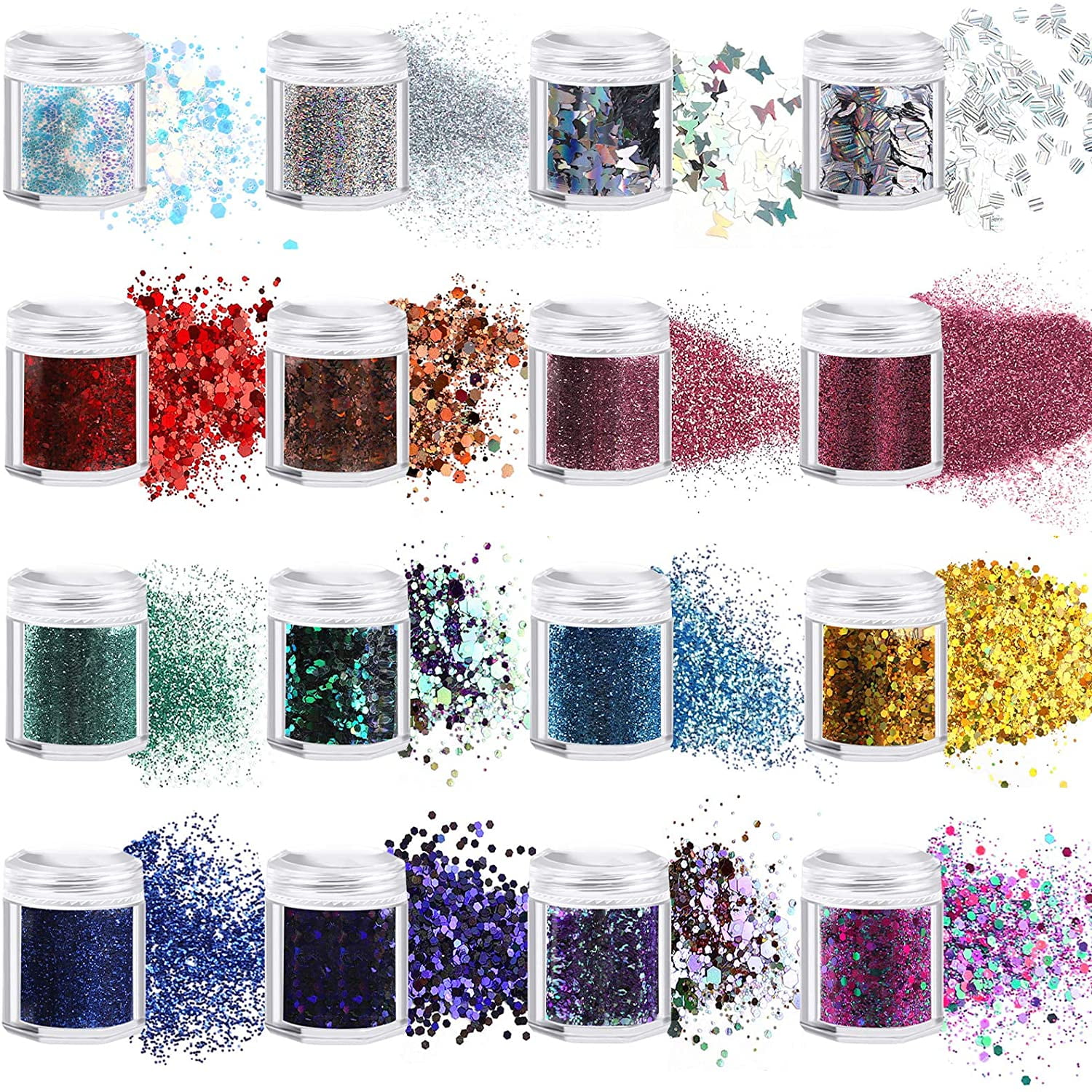 Teenitor Fine Glitter, Glitter for Nails, 32 Jars 8g Each Glitter Set, 32  Assorted Color Arts and Craft Glitter, Eyeshadow Makeup Nail Art Pigment