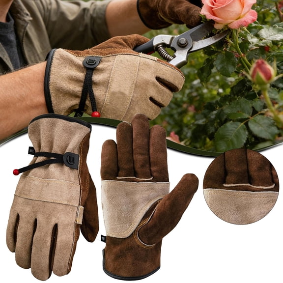 The Lady Uses Leather Work Gloves With A Cotton Inner That Is To Punctures. These Gardening Gloves Are Suitable For TIG/MIG Welding And Are Also Applicable For Cconstruction Work, B