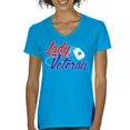 thumbnail image 1 of Lady Veteran Women's V-Neck T-shirt Veteran's Day USA Military Honor Proud Army Mom Air Force Wife American Patriotic Tee, 1 of 7