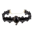 thumbnail image 1 of REGALWOVEN Lady Wide Lace Design Beads Pendant Adjustable Necklace Collar Choker Black, 1 of 4