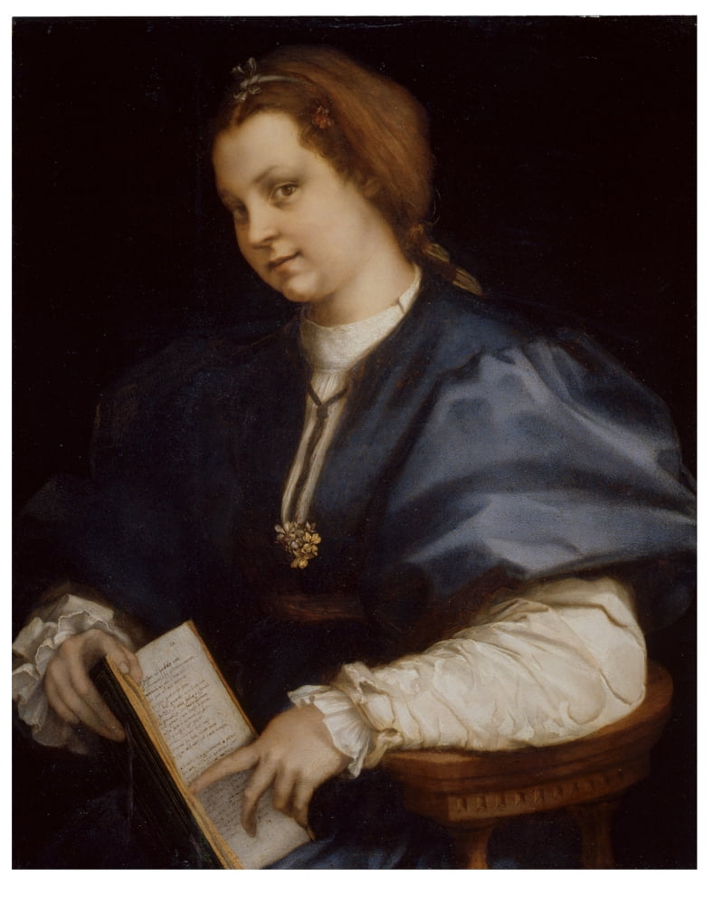 Lady With A Petrarchino Canvas Art -  (18 x 24)