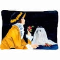thumbnail image 1 of Lady With Her Maltese Decorative Indoor & Outdoor Fabric Pillow, 1 of 1