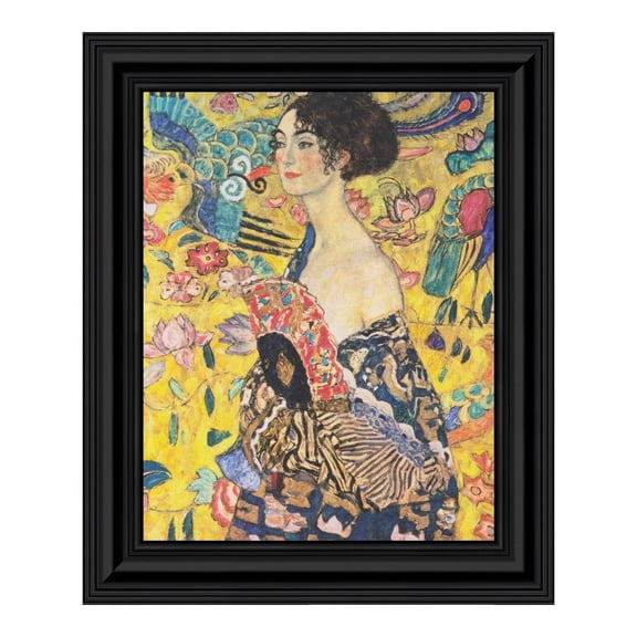 Lady With a Fan by Gustav Klimt, Framed Wall Art Print, Bright, Colorful Gustav Klimt Art, Living Room or Office Wall Art, 11x14, 2429