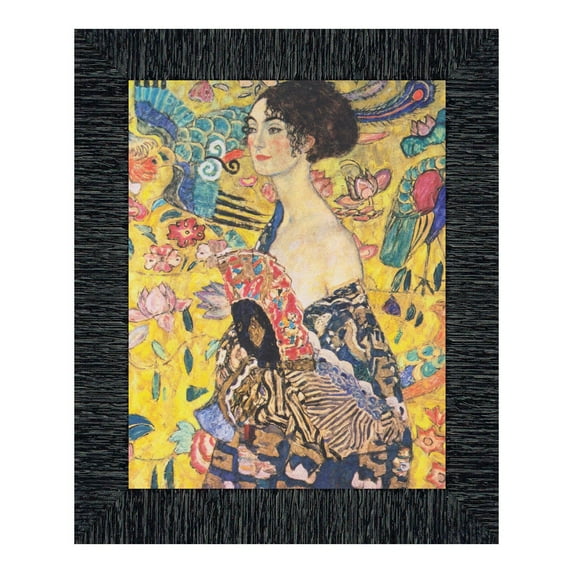 Lady With a Fan by Gustav Klimt, Framed Wall Art Print, Bright, Colorful Gustav Klimt Art, Living Room or Office Wall Art, 11x14, 2429