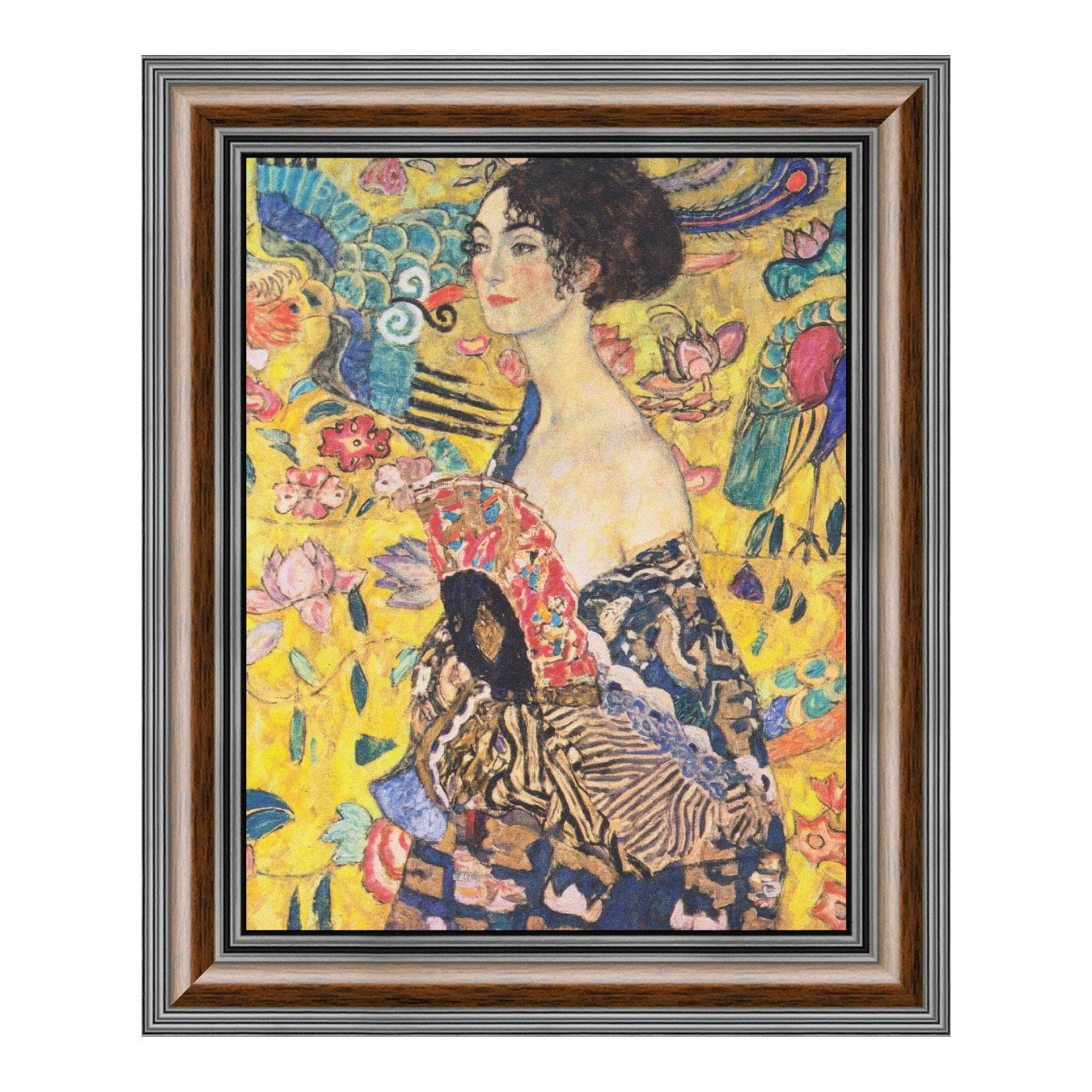 Lady With a Fan by Gustav Klimt, Framed Wall Art Print, Bright ...