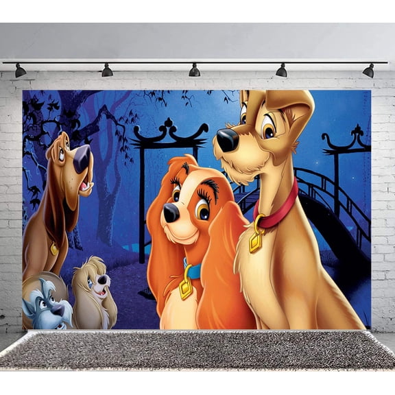 Lady and the Tramp Backdrop Banner Party Supplies Poster Movie Theme Background for Photography Birthday Decorations