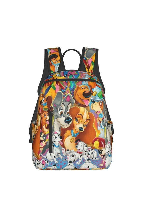 Lady and the Tramp Cartoon Backpack Cute Printed Casual School Laptop Bags Lightweight Travel Sports Daypack Bookbags