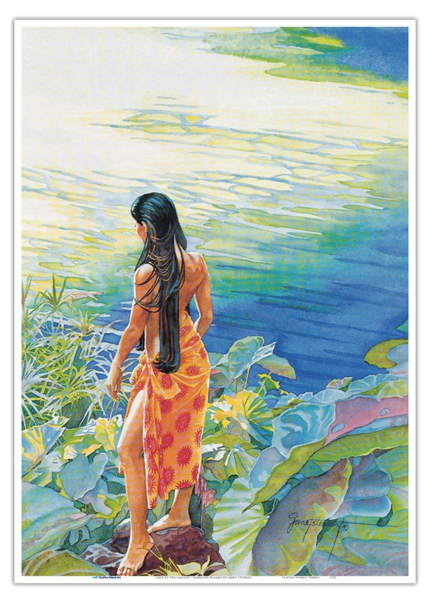 Janet Stewart(ハワイアート) Lady at the Lagoon (Ka Wahine Ma Ka Loko Kai) - Hawaiian Woman