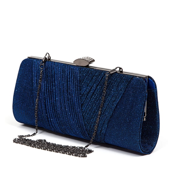Lady couture Shirred Glitter Fabric Clutch, JEANBAG BLUE