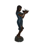 Nifao Lady Holding Tray Outdoor Fountain Statue, Bronze Garden Water Feature Sculpture for Patio & Yard   Outdoor Garden Decor Sculpture, 17"L x 23"W x 62"H