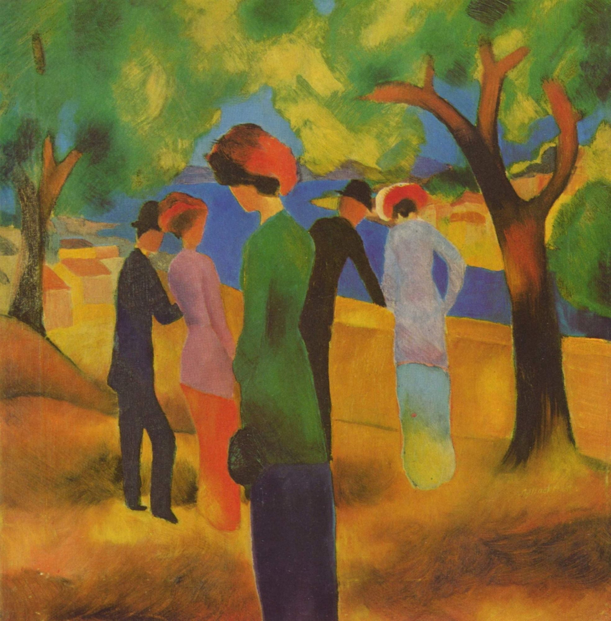 Lady in Green Jacket 1913 Canvas Art - August Macke (18 x 24)