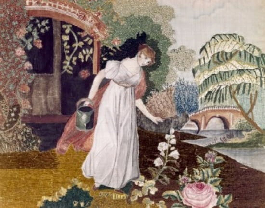 Lady in a Garden artist unknown 19th Century Canvas Art - (24 x 36)