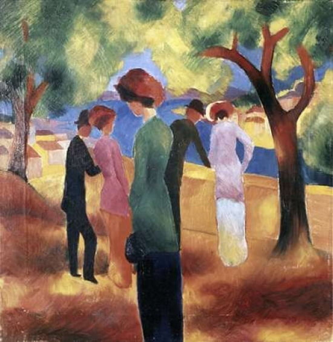 Lady in a Green Jacket Canvas Art - August Macke (24 x 24)
