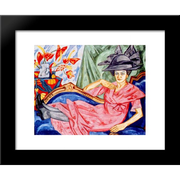 Lady in pink (Artist's sister Anna Rozanova) 20x24 Framed Art Print by Olga Rozanova