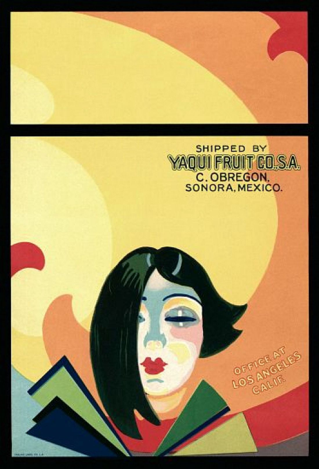 Lady looking out a window Yaqui Fruit label Canvas Art -  (18 x 24)
