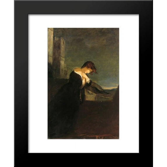 Lady on the Battlements of a Castle 20x24 Framed Art Print by Thomas Sully