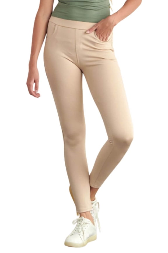 Lady's 4 Pocket Ponte Pants, Camel, M