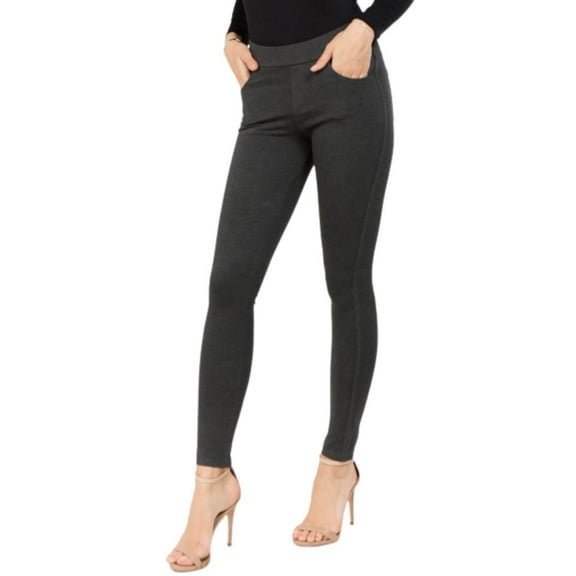 Lady's 4 Pocket Ponte Pants, Charcoal, M