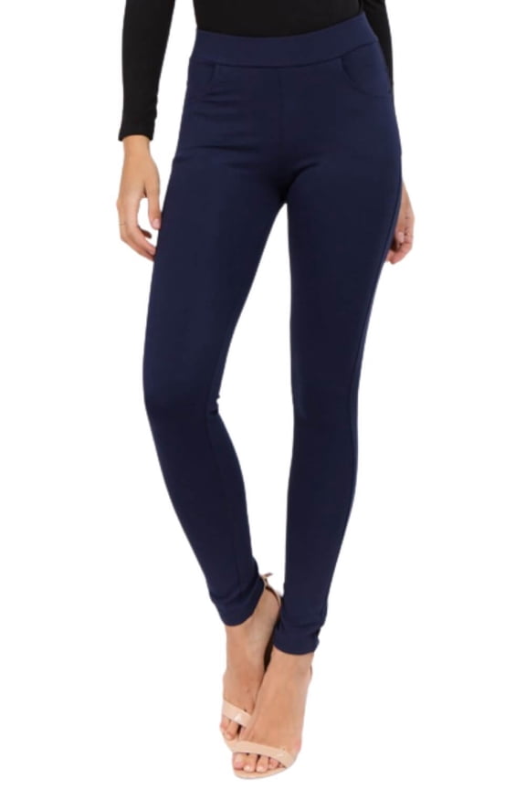 Lady's 4 Pocket Ponte Pants, Navy Blue, L