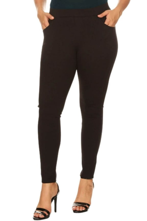 Lady's 4 Pocket Ponte Pants - Plus Size, Black, 2XL