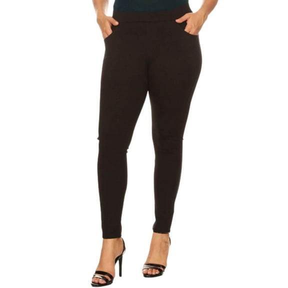 Lady's 4 Pocket Ponte Pants - Plus Size, Black, XL