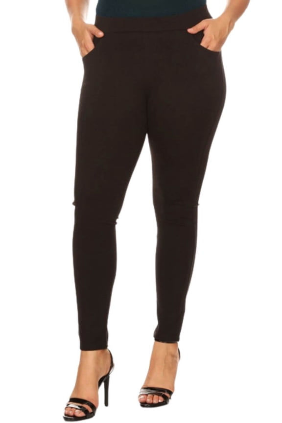 Lady's 4 Pocket Ponte Pants - Plus Size, Black, XL