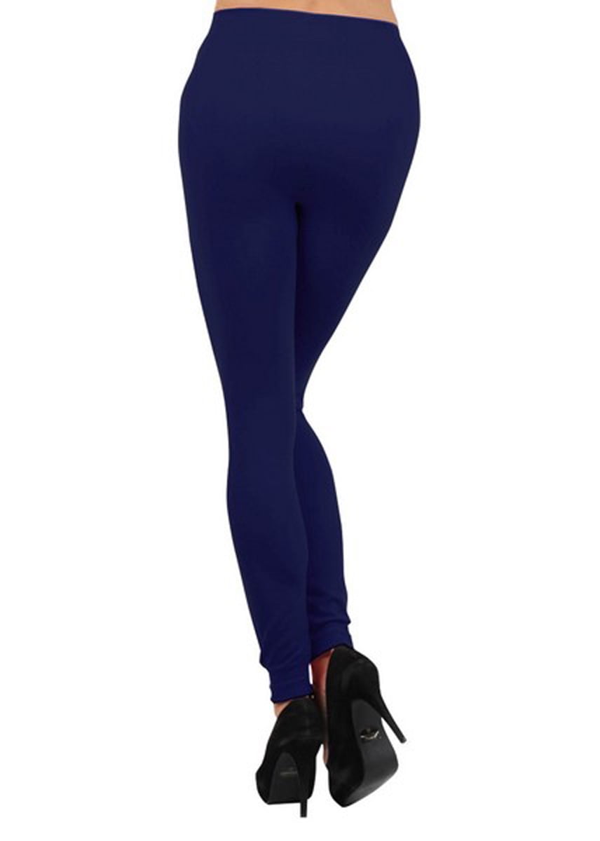 Fleece Lined Leggings, Premium Fabric Blend, Leggings for Women - Size M/T,  Navy Blue Design