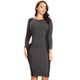 thumbnail image 1 of Lady's Color Block Contrast Midi Dress, Charcoal/Black, XL, 1 of 4