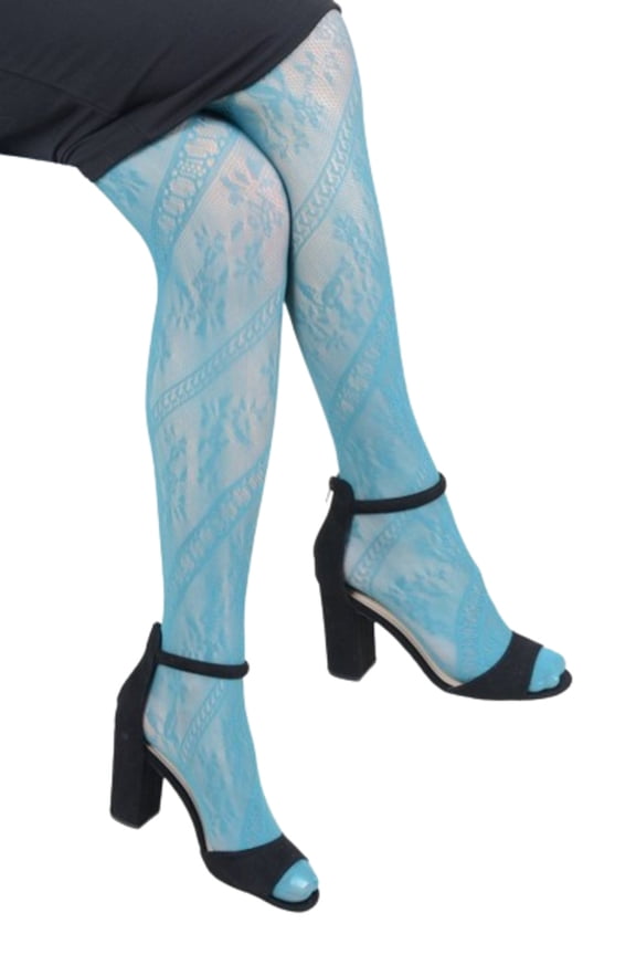 Lady's Fashion Designed Fish Net Full Length Pantyhose, Teal-1225