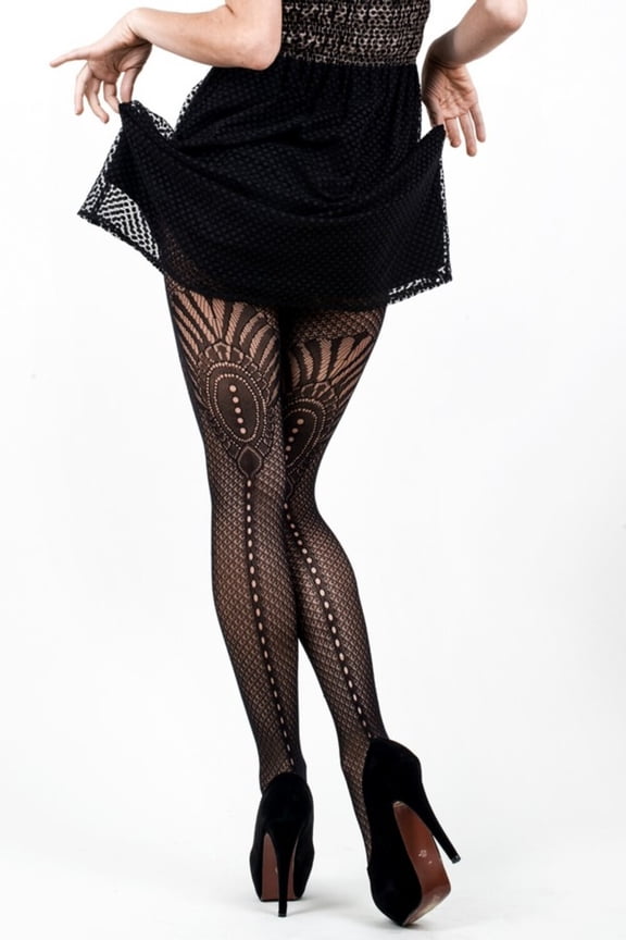 Lady's Fashion Designed Fish Net Tights, Cut Out Design, Queen Size