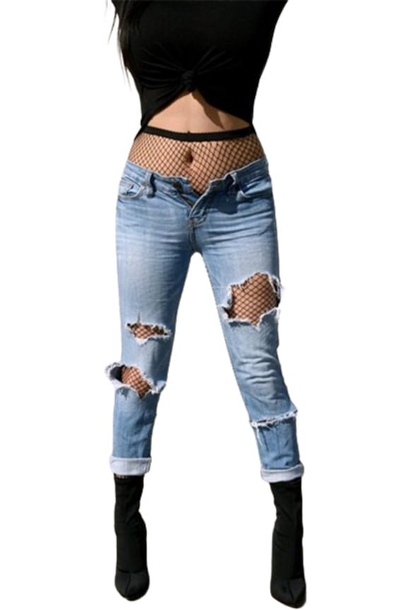Lady's Fashion Designed Fish Net Tights, Small Gauge, One Size