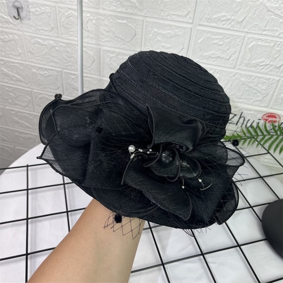 Lady's French Chapeau: Summer Sun Hat With Floral Embellishments Wide Brim Netted & Beach Suitable Drop Visor International Hat Cover Face Show Visor Tennis Hat Girls Mens Rain Hats Womens Western Hat