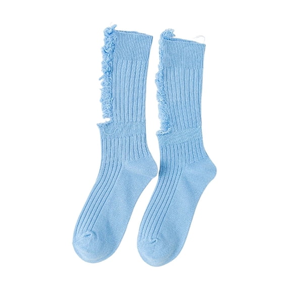 Lady’s Holey Stockings VLOOCKLE Long Cotton Socks Tube-Shaped Socks for Skateboarding Sports Socks Casual Fashion Socks Blue