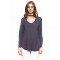 thumbnail image 1 of Lady's Long Sleeve Choker Top, Charcoal, S, 1 of 5