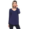 thumbnail image 1 of Lady's Long Sleeve Choker Top, Navy Blue, L, 1 of 5