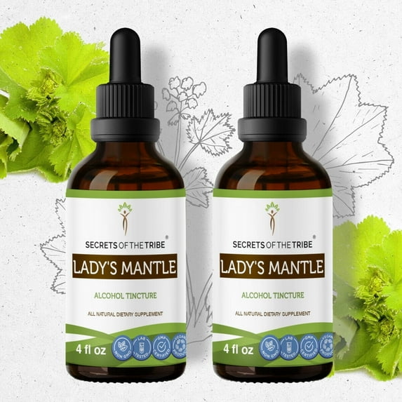 Secrets Of The Tribe Lady's Mantle Tincture Dietary Supplement, Natural Herbal Extract for Hormonal Balance Support, Lady's Mantle (Alchemilla vulgaris) Dried Herb, Alcohol Extract, Drops 2x4 oz