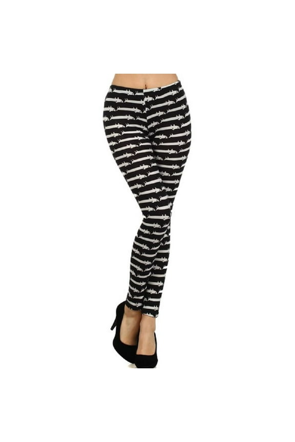 Lady's Printed Fashion Design Slim Yoga Leggings - Barracuda Pattern