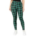 thumbnail image 1 of Lady's Printed Fashion Design Slim Yoga St. Patricks Day Leggings - Plaid Clover Plus, 1 of 1