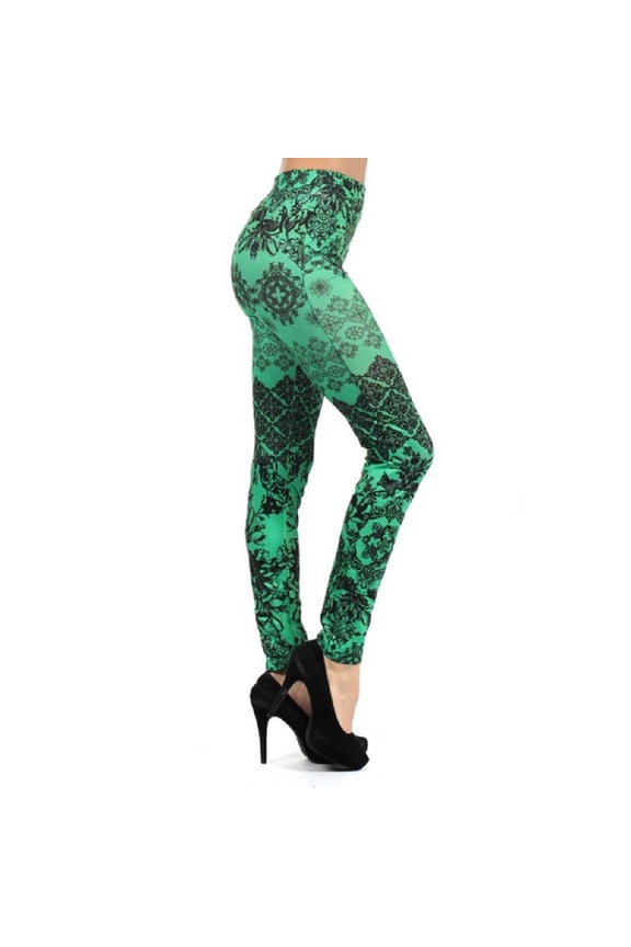 Lady's Printed Leggings - Bandana Frame Collage Printed