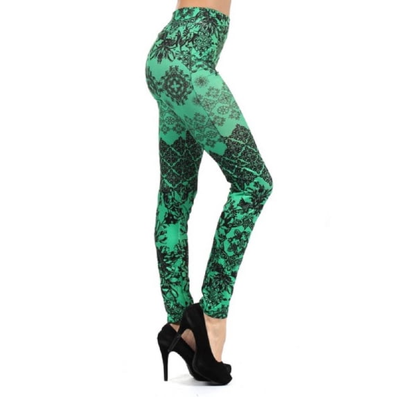 Lady's Printed Leggings - Bandana Frame Collage Printed